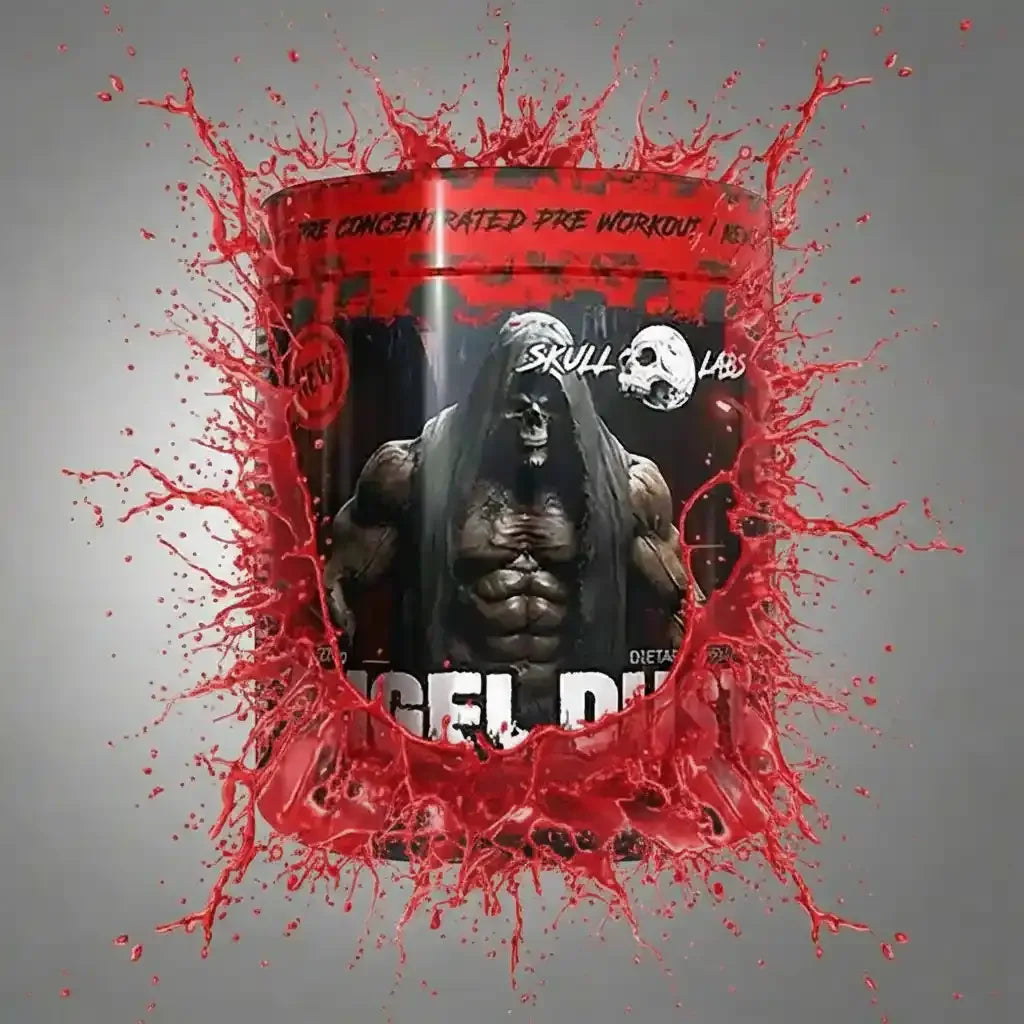 Skull Labs Pre Workout Booster mit rotem Splash, Muskelaufbau & Energie für Training