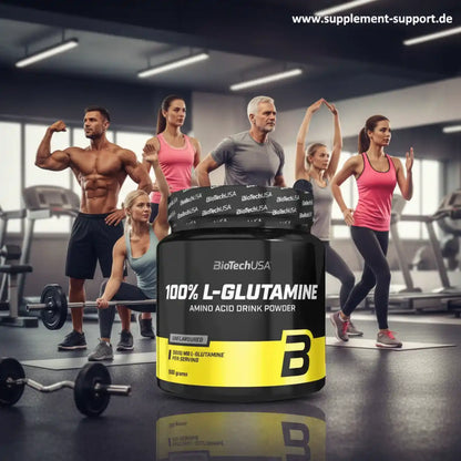 BioTechUSA 100% L-Glutamin Aminosäure Pulver für Fitness und Muskelaufbau im Gym
