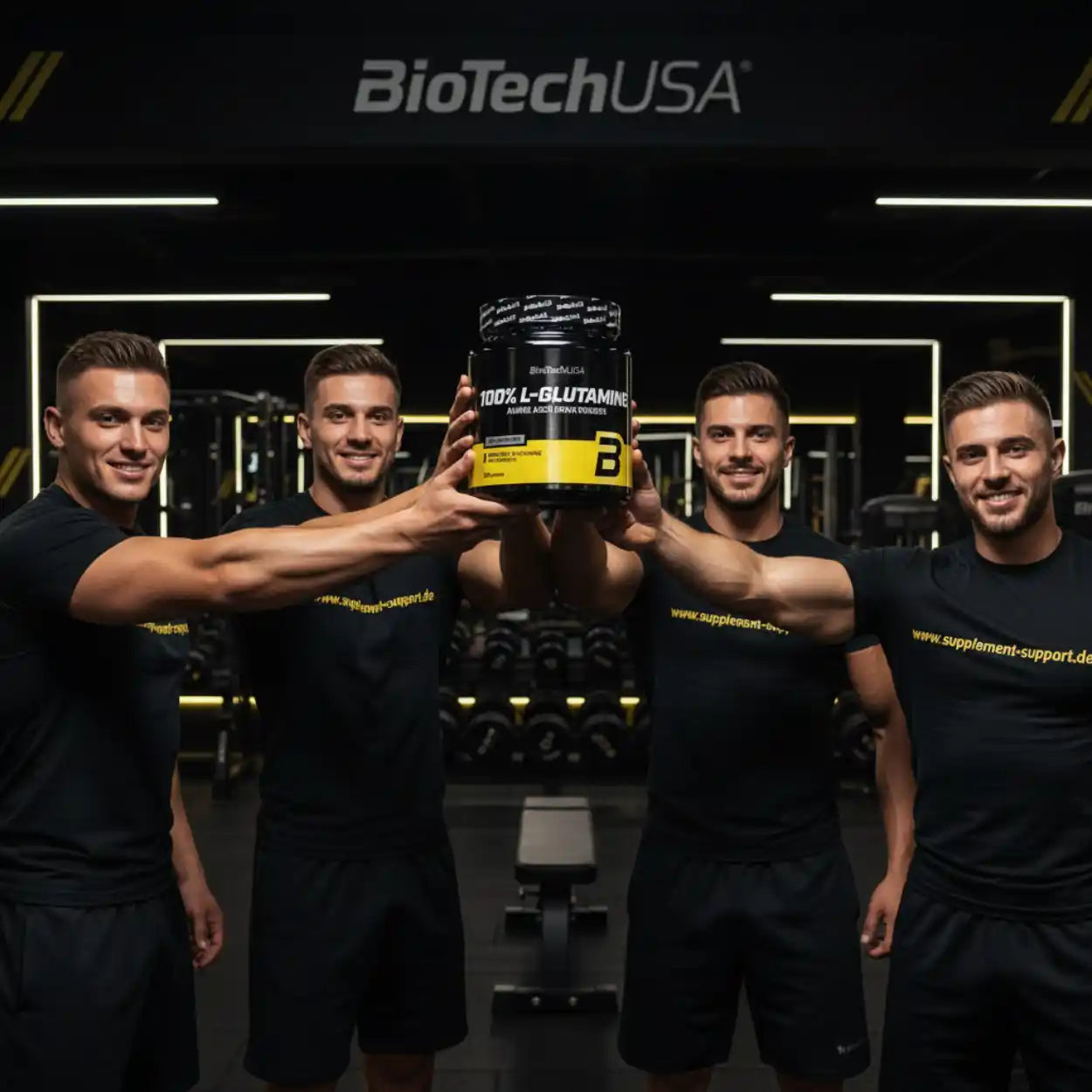 BioTechUSA 100% L-Glutamin Aminosäuren Pulver in Fitnessstudio, Sportnahrung für Muskelaufbau und Recovery