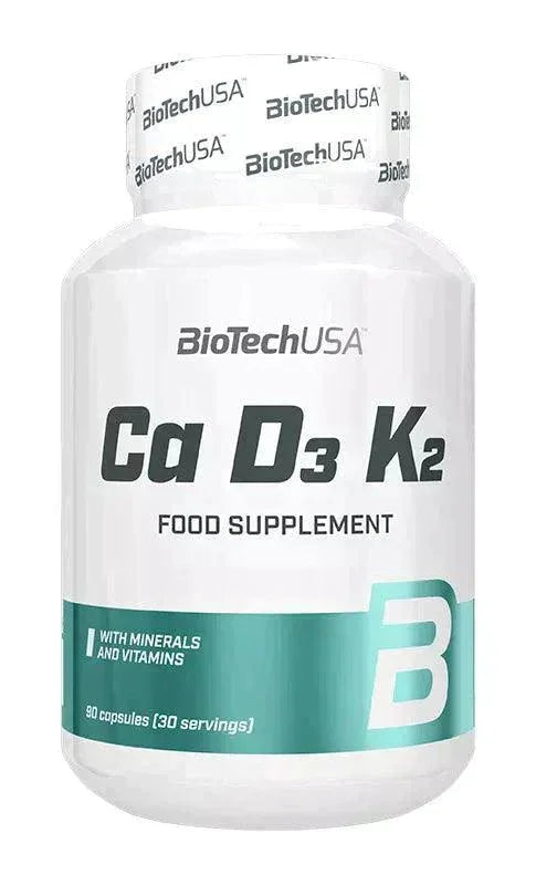 BiotechUSA Ca D3 K2 Nahrungsergänzungsmittel Dose, 90 Kapseln, Mineralien und Vitamine
