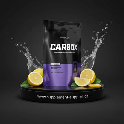 CARBOX Kohlenhydratpulver von BioTechUSA mit Zitronen und Wasserspritzern, ungeschmackt, 1000g
