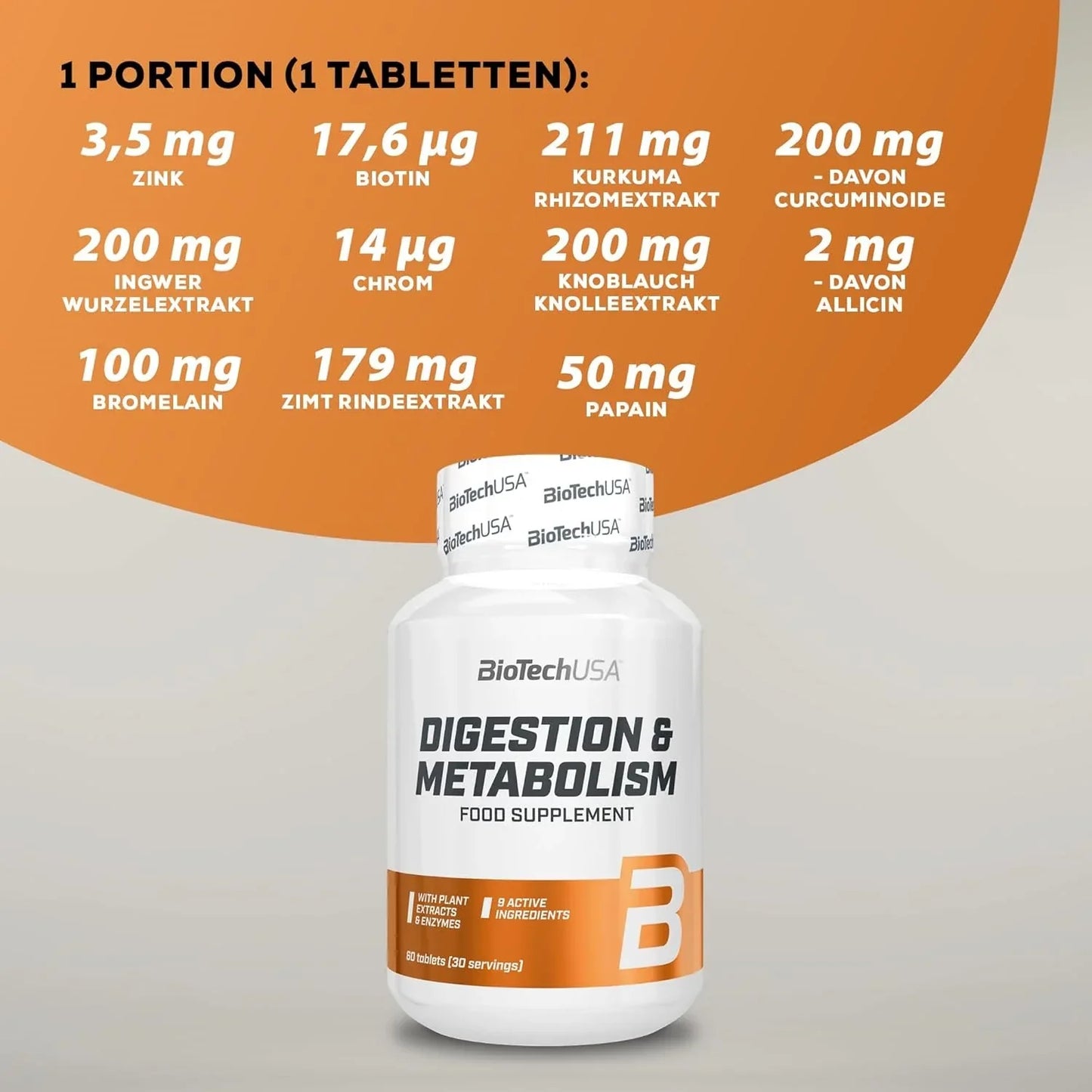BioTech USA Digestion & Metabolism 60 Tabletten - Supplement Support