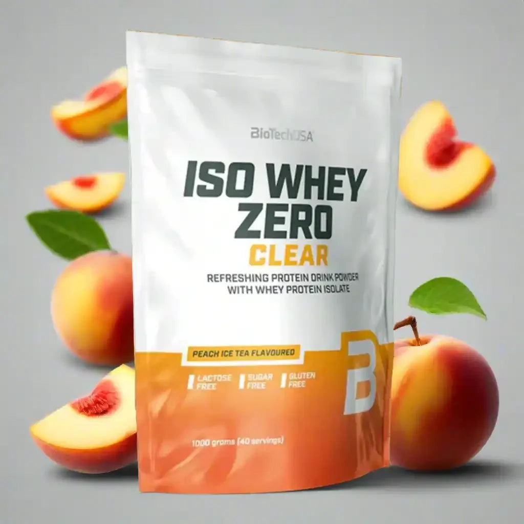 BiotechUSA Iso Whey Zero Clear Protein Pulver 1000g, Pfirsich Eis Tee, Proteinpulver Packung mit frischen Pfirsichen