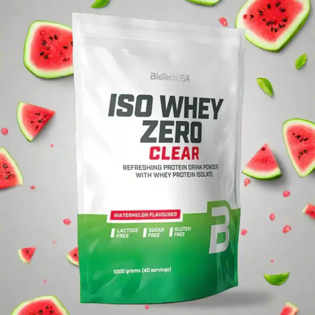 Biotech USA Iso Whey Zero Clear Protein Pulver Wassermelone, 1000g, mit Wassermelonenstücken