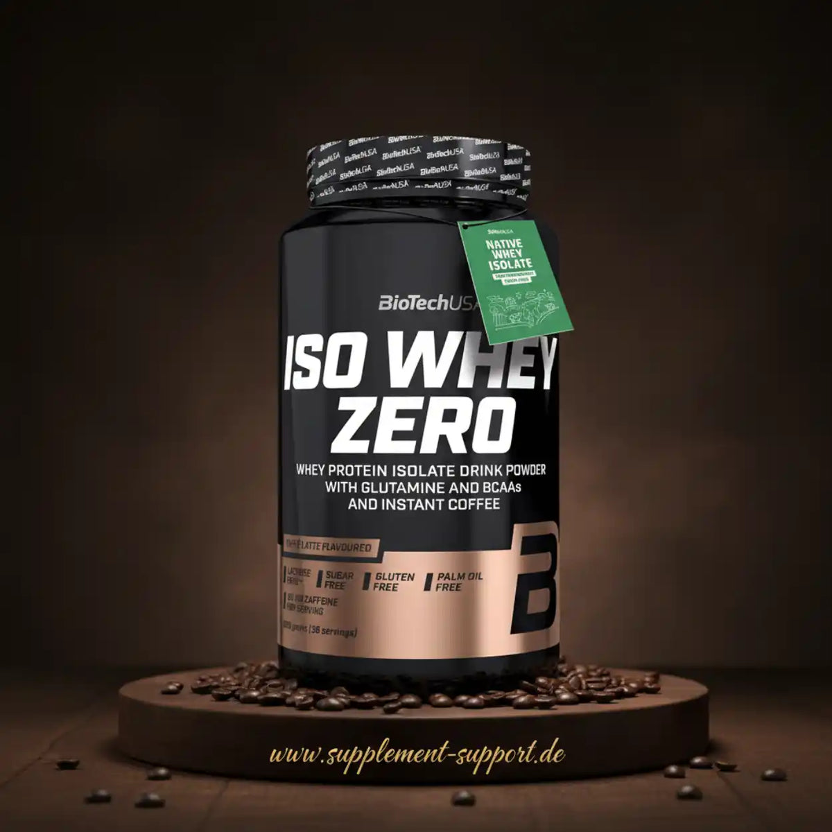 ISO WHEY ZERO Proteinpulver mit Glutamin, BCAAs und Instantkaffee, zuckerfrei und glutenfrei
