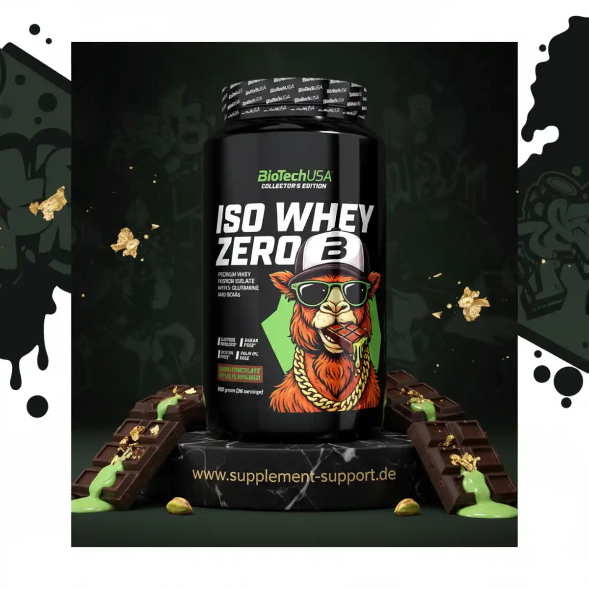 BioTechUSA ISO Whey Zero B Proteinpulver mit Schokolade & Pistazien, Collector's Edition