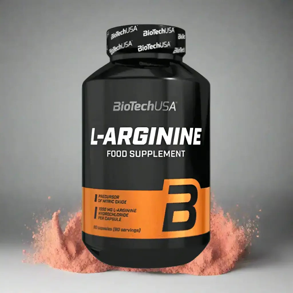 BiotechUSA L-Arginine HCL 1000mg Kapseln Supplement schwarz-orange Dose