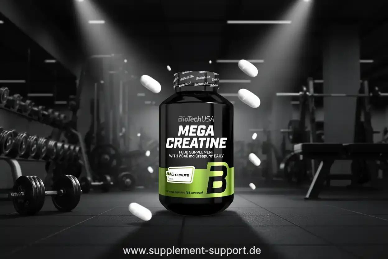 BioTechUSA Mega Creatine Kapseln für Sportler, Creatine-Monohydrat mit Creapure® im Fitnessstudio