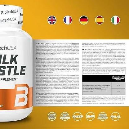 BioTech USA Milk Thistle Leber Support 60 Kapseln - Supplement Support