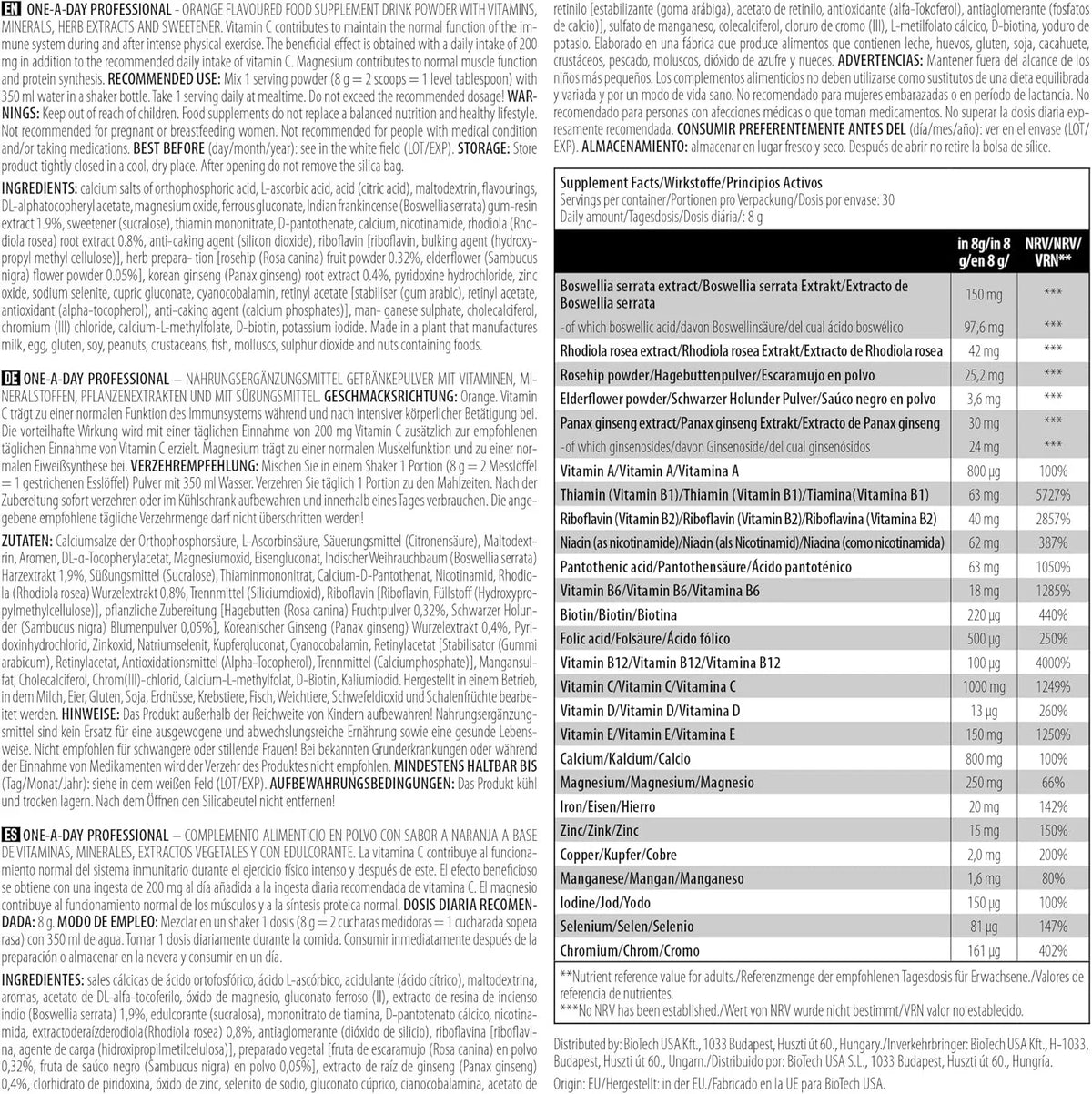 One-A-Day Professional Nahrungsergänzungsmittel mit Vitaminen, Mineralien & Pflanzenextrakten – Orange Geschmack