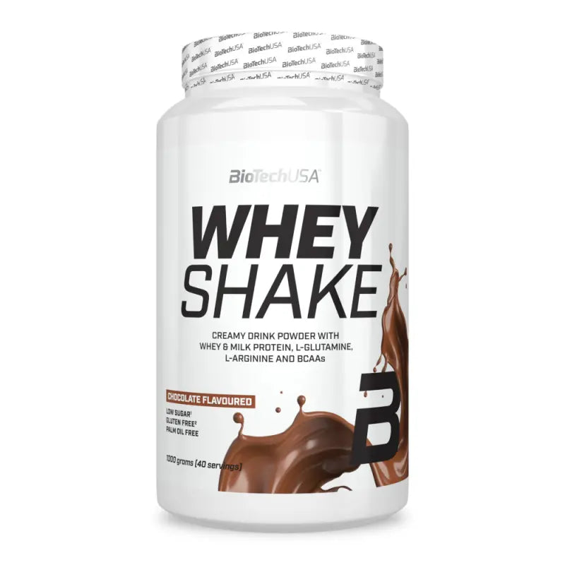 BioTechUSA Whey Shake Schokolade – Proteinpulver mit Whey & Milchprotein, BCAAs, glutenfrei