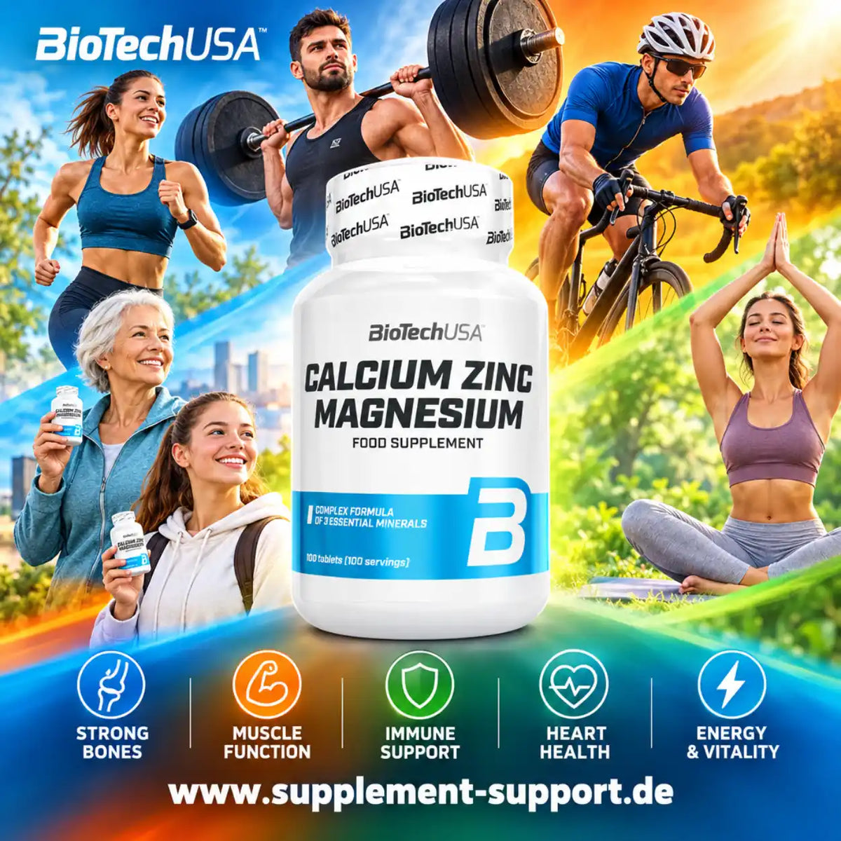 BioTechUSA Calcium Zinc Magnesium – 100 Tabletten