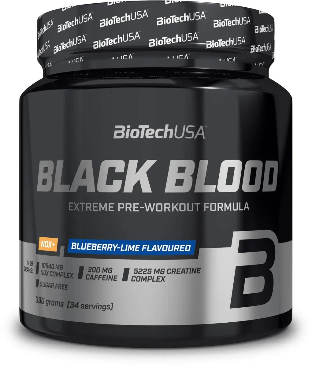 BioTechUSA Black Blood NOX+ Pre-Workout Booster, Blueberry-Lime Geschmack, 330g Dose