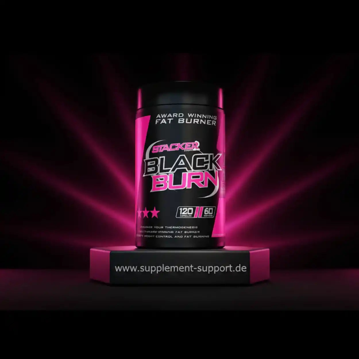 Black Burn Fat Burner von Stacker – 120 Kapseln für Fettverbrennung und Thermogenese