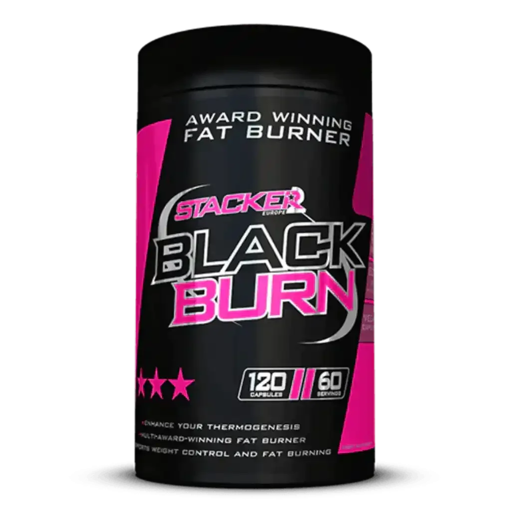 Stacker2 Black Burn Fatburner Dose, 120 Kapseln, schwarzes und pinkes Supplement-Design