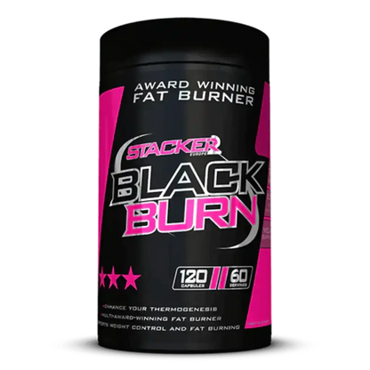Stacker2 Black Burn Fatburner Dose, 120 Kapseln, schwarzes und pinkes Supplement-Design