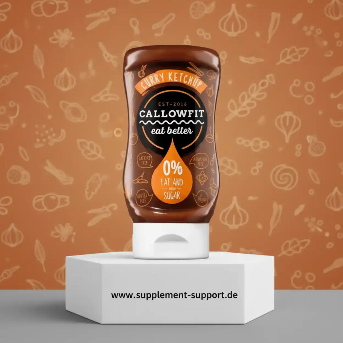 Curry Ketchup von Callowfit, fett- und zuckerfrei, ideal für gesunde Ernährung und Sportler