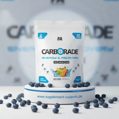 FA Nutrition CARBORADE Kohlenhydrat-Energy-Drink Pulver 1000g Packung mit Heidelbeeren