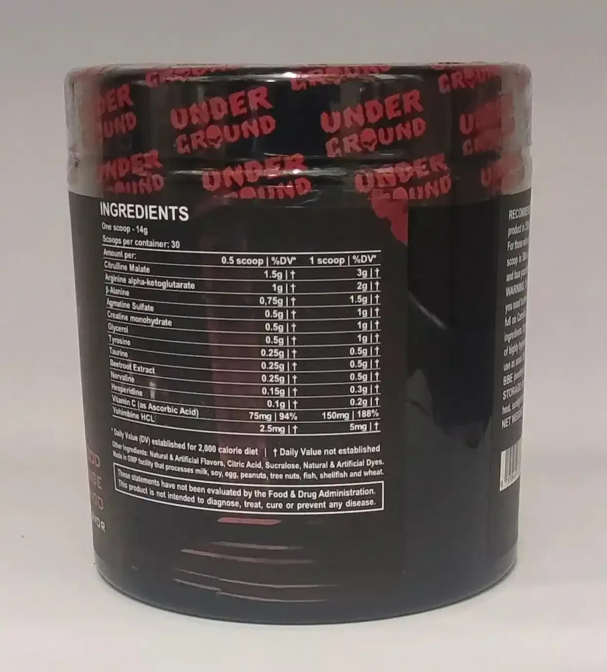 Under Ground Booster mit Zutatenliste, Vitamin C, Kreatin, Aminosäuren – Nahrungsergänzung für Sport & Fitness