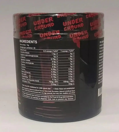 Under Ground Booster mit Zutatenliste, Vitamin C, Kreatin, Aminosäuren – Nahrungsergänzung für Sport & Fitness