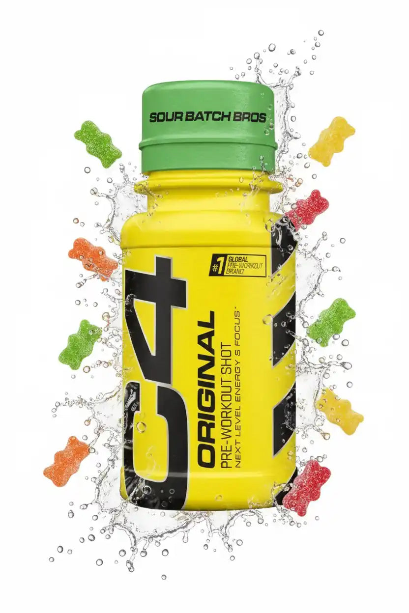 C4 Original Pre-Workout Shot mit Sour Batch Bros Gummibärchen, Energie & Fokus für Sportler