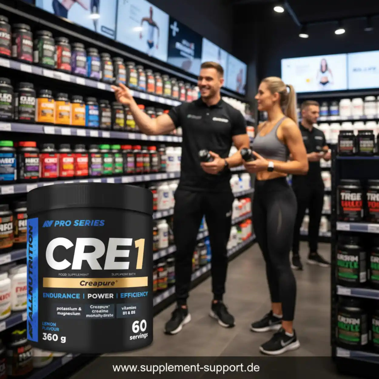 CRE1 Kreatin von AllNutrition, 360g Zitrone, 60 Portionen – ideal für Kraft, Ausdauer & Effizienz im Fitnessstudio