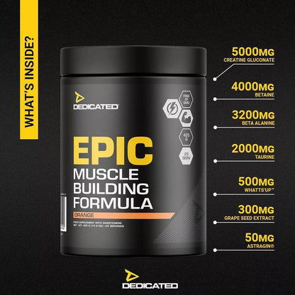 Dedicated EPIC Muscle Building Formula (425g) - Supplement Support