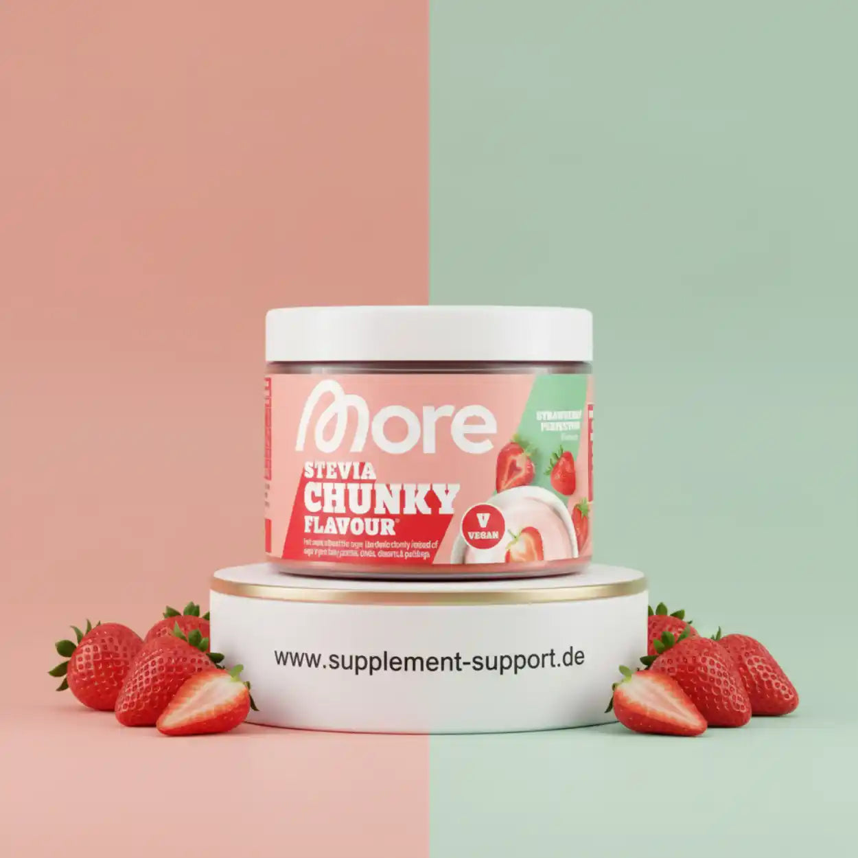 Stevia Chunky Flavour Erdbeer-Aroma Nahrungsergänzung, vegan, mit frischen Erdbeeren