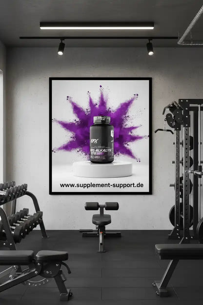 EFX Re-Alkalyn Nahrungsergänzungsmittel im Fitnessstudio mit Protein- und Booster-Produkten