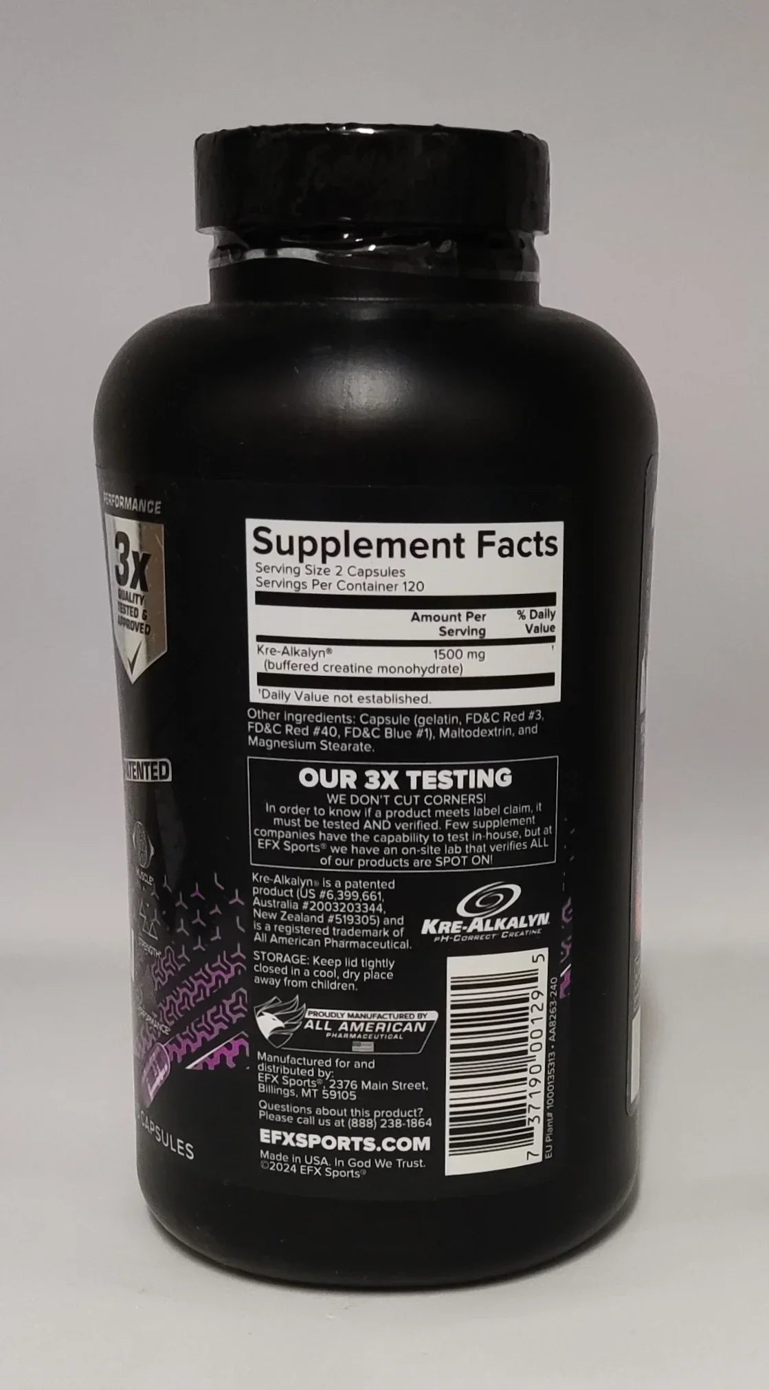 Kre-Alkalyn Kreatin-Kapseln, 1500 mg pro Portion, 3x getestet, Nahrungsergänzungsmittel für Sportler