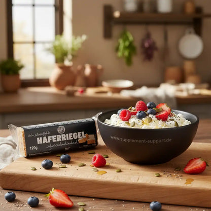 Haferriegel mit Joghurt, Beeren und Kürbiskernen – gesunde Ernährung & Nahrungsergänzung