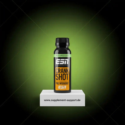 ESN Crank Shot Pre Workout in Green Apple Flavor, hochwertige Sportnahrung für optimale Leistung