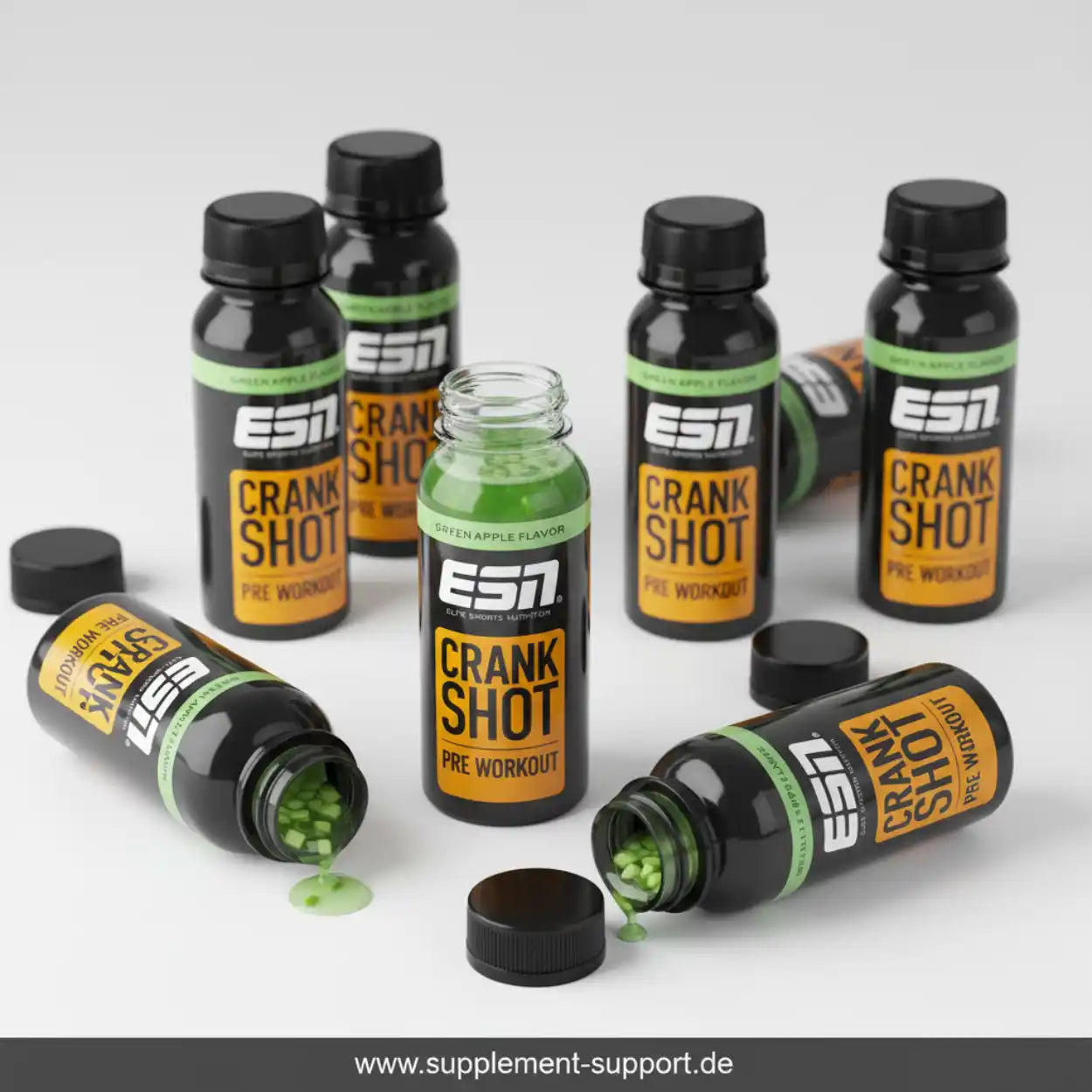 ESN Crank Shot Pre Workout in Green Apple Flavor, ideal für Sport und Fitness