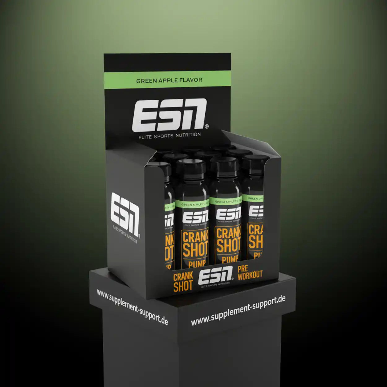 ESN Crank Shot Pump Pre Workout in Green Apple Flavor, hochwertige Sportnahrung für maximale Leistung