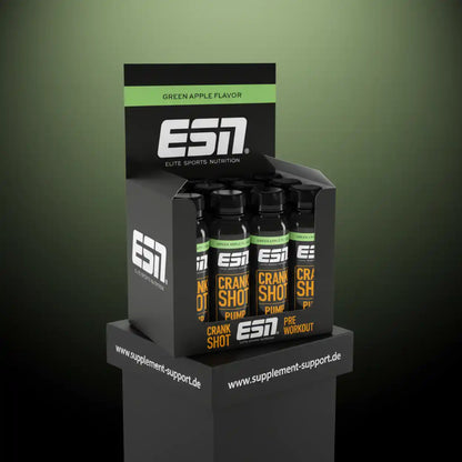ESN Crank Shot Pump Pre Workout in Green Apple Flavor, hochwertige Sportnahrung für maximale Leistung