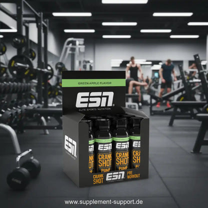 ESN Crank Shot Pump Pre Workout Green Apple im Fitnessstudio, Sportnahrung & Booster