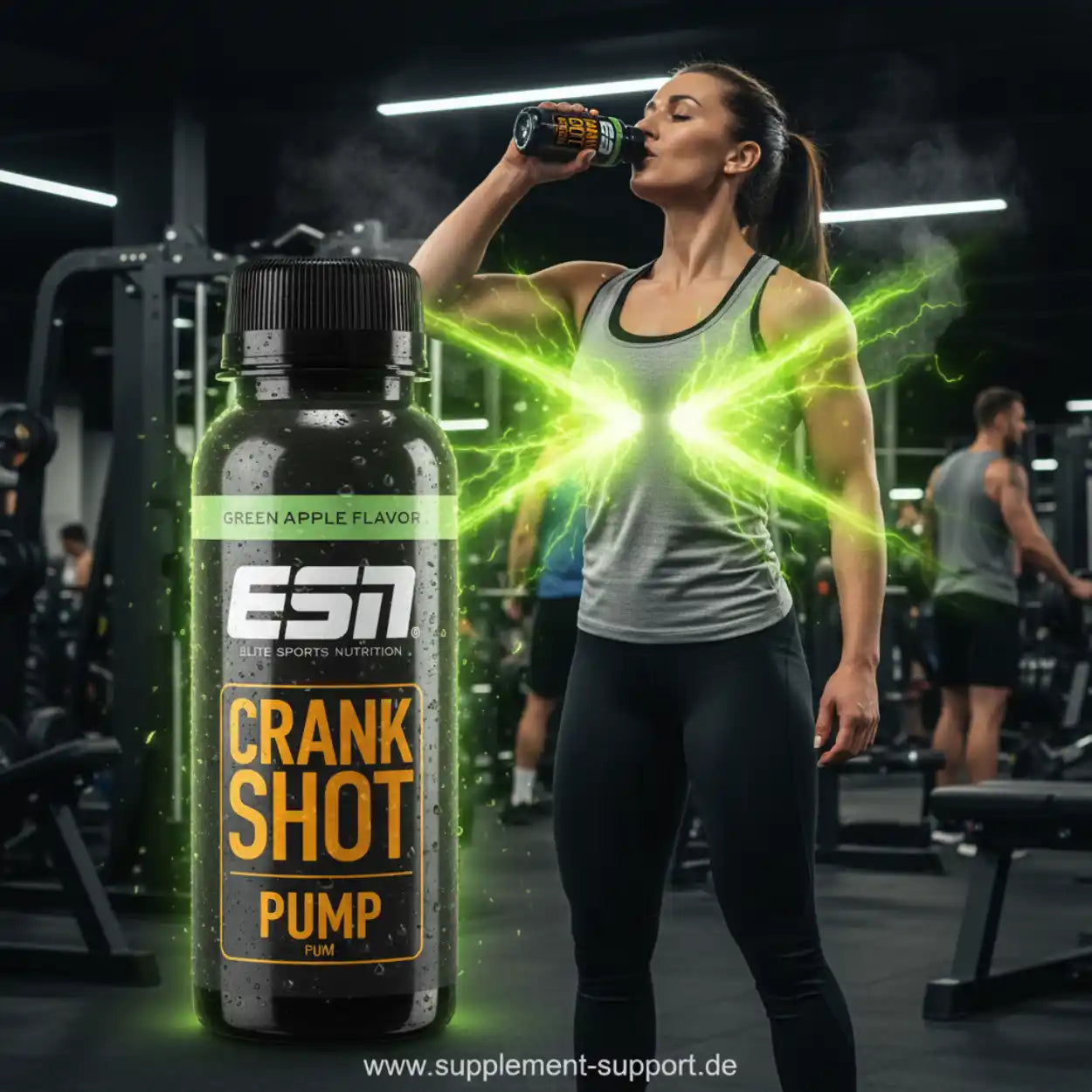 ESN Crank Shot Pump in Green Apple Flavor – Energiebooster für das Training im Fitnessstudio