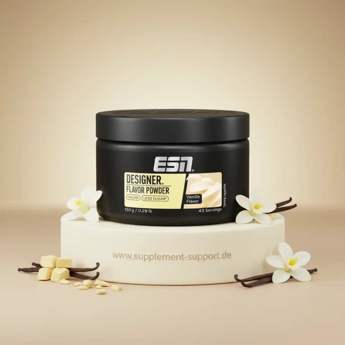 ESN Designer Flavor Powder Vanille, vegan & weniger Zucker, Nahrungsergänzungsmittel für Protein-Shakes