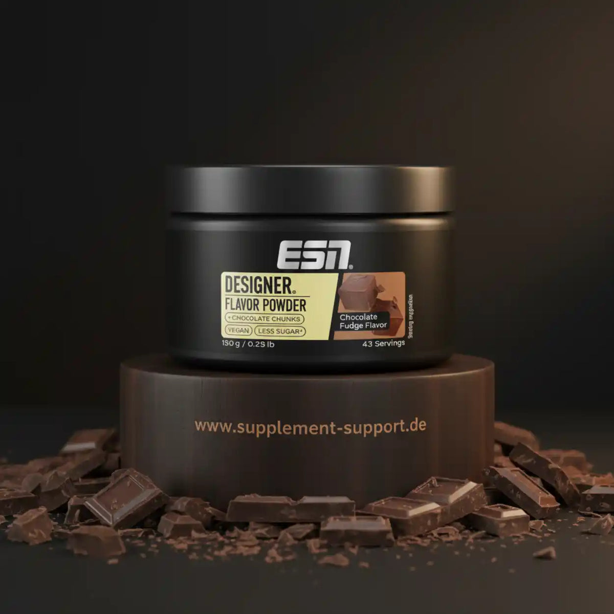 ESN Designer Flavor Powder Schokolade, vegan, weniger Zucker, 150g – ideal für Proteinshakes und Gainer