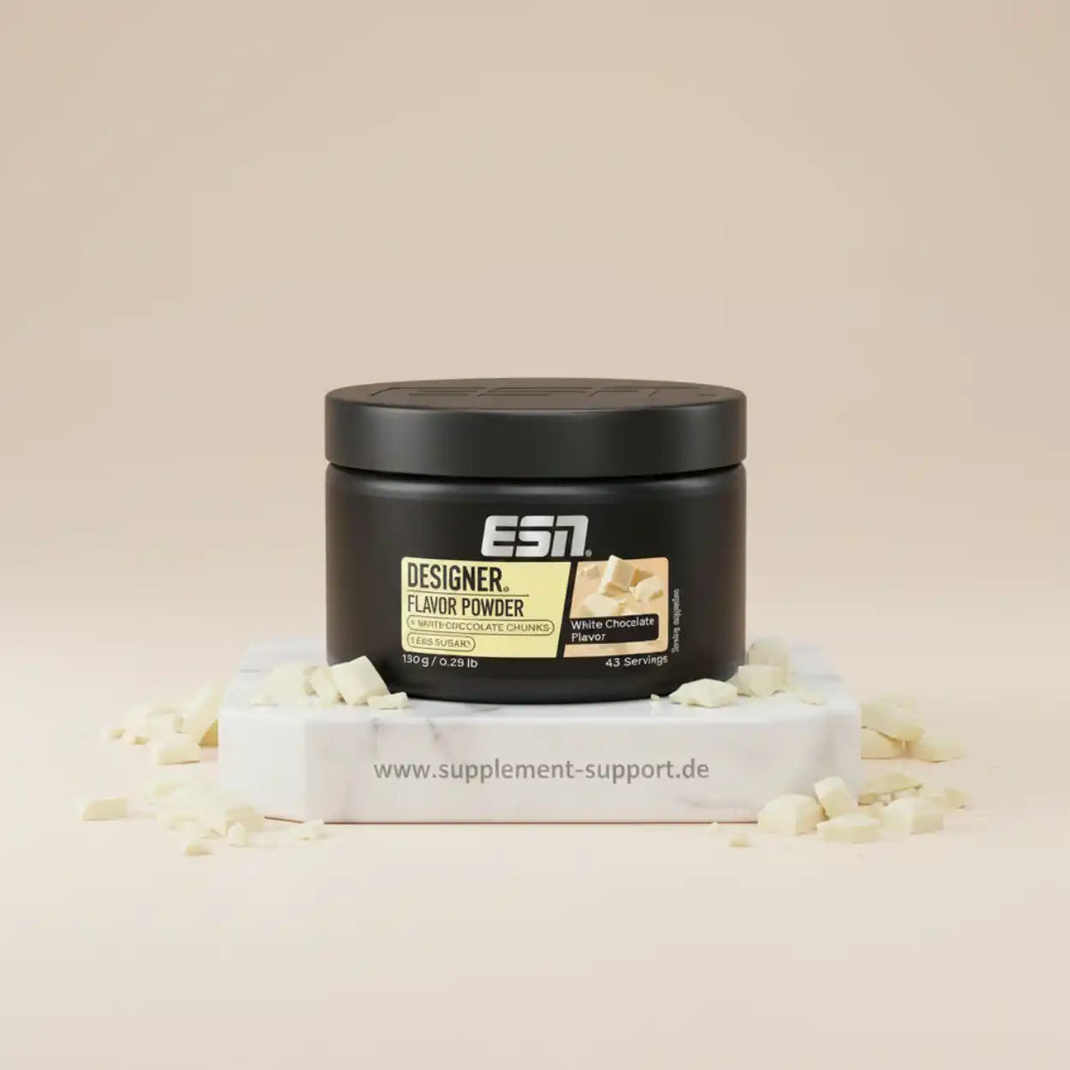 ESN Designer Flavor Powder White Chocolate – Nahrungsergänzung mit Schokoladenstückchen, ideal für Protein-Shakes