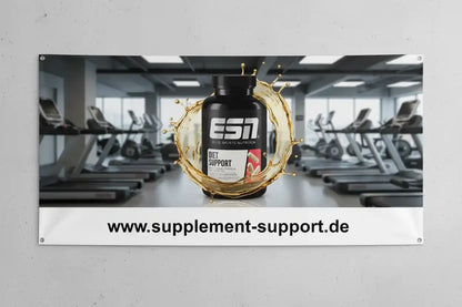 ESN Diet Support Nahrungsergänzung im Fitnessstudio mit goldenem Splash, ideal für Sportler und Fitness-Enthusiasten