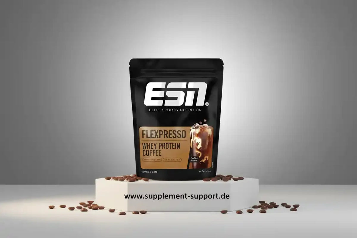ESN Flexpresso Whey Protein Coffee, Kaffee-Flavour Proteinpulver mit Kaffeebohnen