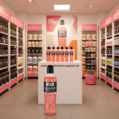 ESN Hydro Energy Trinkflasche im Supplement-Store mit Protein und Vitamine Regalen