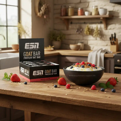 ESN Goat Bar Protein Hafer Riegel mit Beeren, ideal als Sportnahrung und Nahrungsergänzung