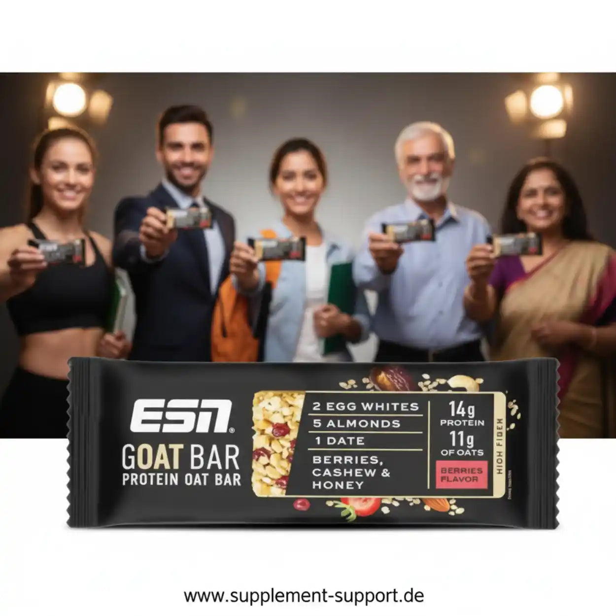 ESN Goat Bar Protein Oat Bar mit Beeren-Geschmack, 14g Protein, ideal für Sport und Alltag