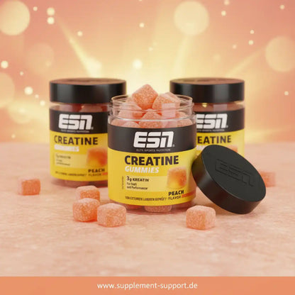 ESN Creatine Gummies Pfirsich Geschmack, 3g Kreatin pro Portion, Sportnahrung für Kraft & Performance