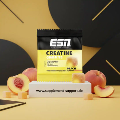 ESN Creatine Gummies Pfirsich Geschmack, 3g Kreatin pro Portion für Kraft & Performance, Nahrungsergänzung