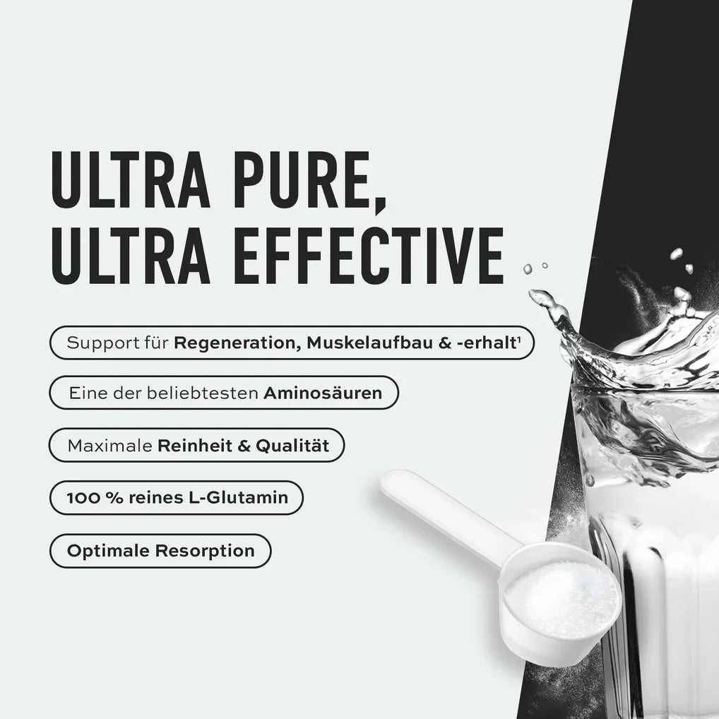Ultra reines L-Glutamin Pulver für Muskelregeneration & -aufbau, optimale Resorption, hohe Reinheit