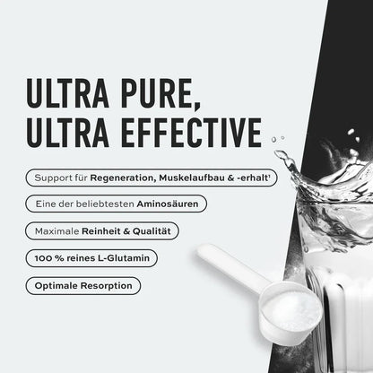 Ultra reines L-Glutamin Pulver für Muskelregeneration & -aufbau, optimale Resorption, hohe Reinheit