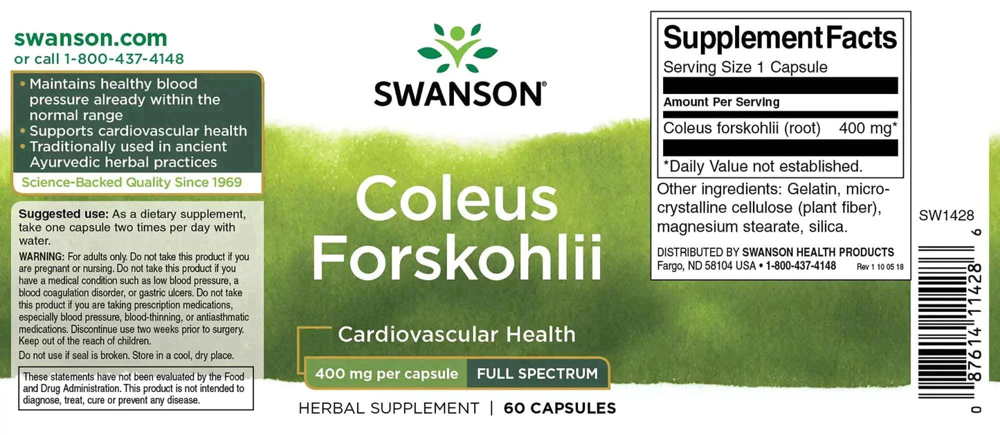 Full Spectrum Coleus Forskohlii 60 Kapseln 400mg - Supplement Support